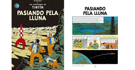 Libro Tintín traducido al Asturiano Aterrizaje