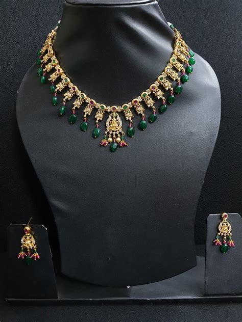 Traditional South Indian Temple Jewelry Necklace Set – Jaipri