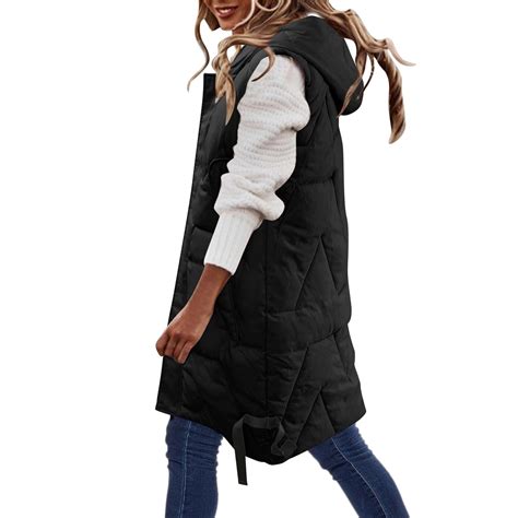 Brnmxoke Womens Oversized Puffer Vest, Sleeveless Hooded Quilted Fleece ...