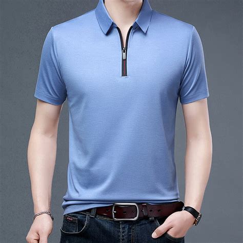 Damian Short Sleeve Zip-Up Polo // Light Blue (3XL) - Celino Quarter ...
