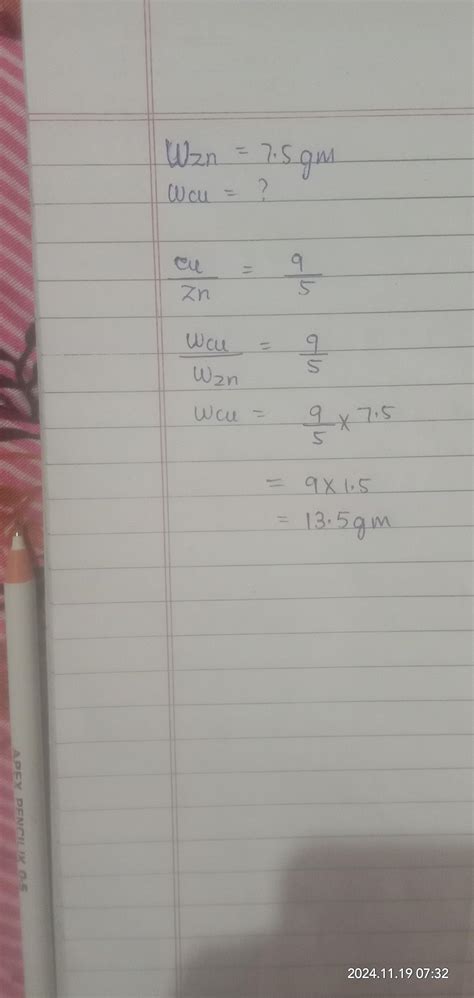 the ratio of copper and zinc in alloy is 9:5. If the weight of the zinc ...