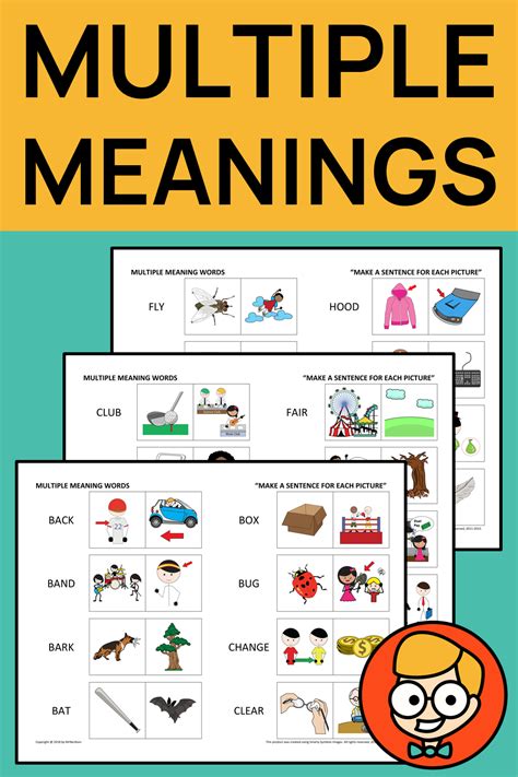Multiple Meaning Words with Visuals | Multiple meaning words worksheet ...
