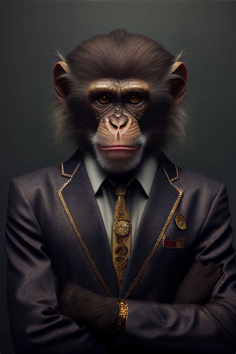 Monkey In A Suit Poster - Playful Sophistication for Your Walls