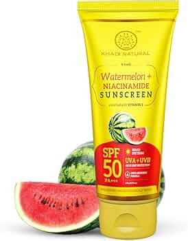 Khadi Natural Watermelon & Niacinamide Sunscreen Aqua Gel SPF 50 PA ...