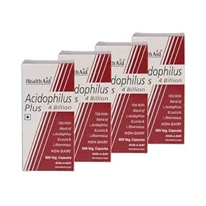 HealthAid Acidophilus Plus 4 Billion CFU - Pack of 4 (240 Veg Capsules ...