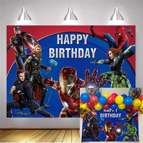 Buy SHISHI Cartoon Superhero Theme Backdrop 7x5ft Superhero Birthday ...