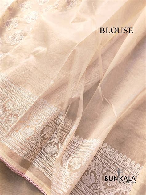 Shop Pastel Peach Thread Work Floral Design Embroidered Organza Saree ...