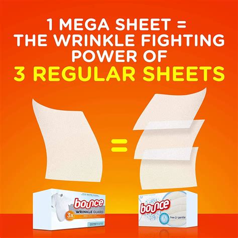 Bounce WrinkleGuard Mega Dryer Sheets - Unscented Fabric Softener and ...