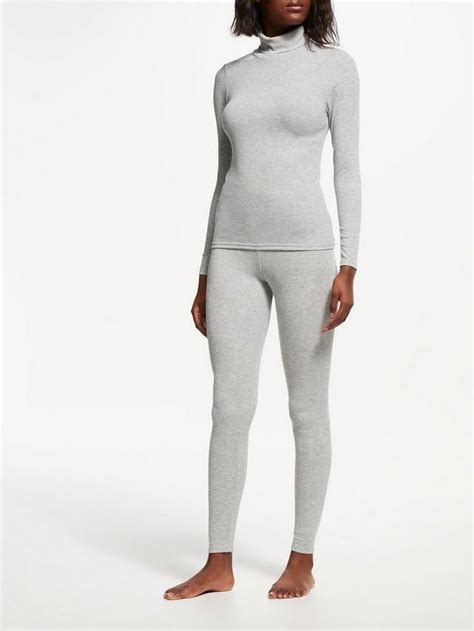 John Lewis Heat Generating High Roll Neck Thermal Top, Navy, Grey Graphite