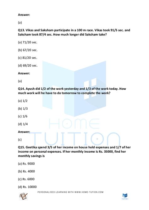 Image result for Maths Exercise Class 5 Fraction