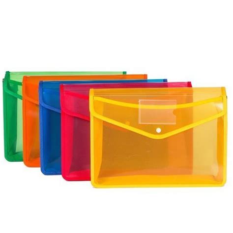 Transparent Poly-Plastic A4 Documents File Storage Bag with Snap Button ...
