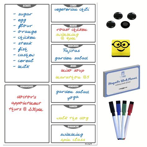 Buy Le Yogi Agenda hebdomadaire magnétique, planificateur de repas ou ...