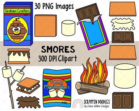 Smores Clip Art Smores Pals Chocolate, Marshmallows, Graham Crackers ...