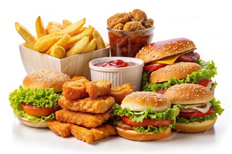 All fast food collection set isolated on white background fried chicken ...