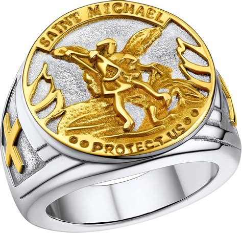 Buy PROSTEEL St. Michael Ring, St Christopher Ring, The Great Protector ...