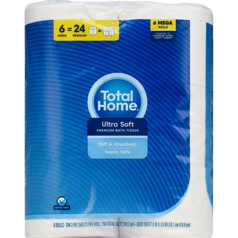 Total Home Ultra Soft Bath Tissue, 6 ct