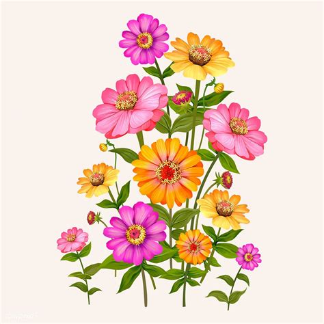 Beautiful zinnia flowering plant illustration | free image by rawpixel.com / Adj | Watercolor ...