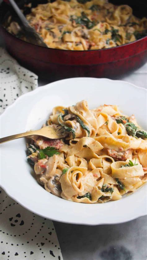 Creamy Mushroom Fettuccine Alfredo with Miso - Dished by Kate