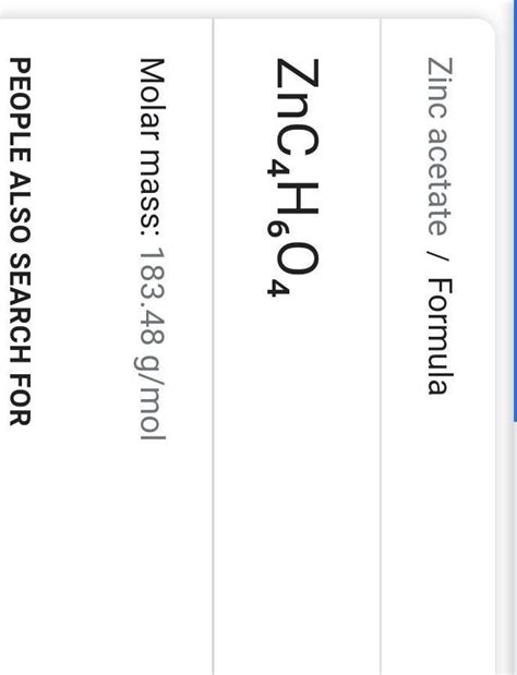 formula of zinc acetate - Brainly.in