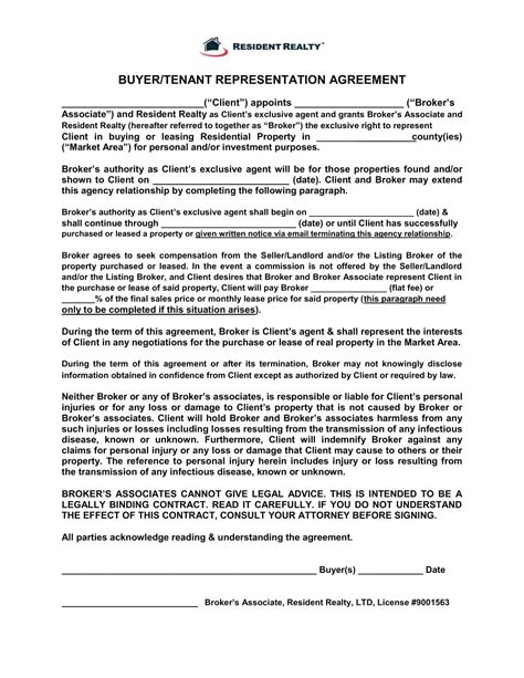 Free Printable Buyer's Agency Agreement Templates [PDF & Word]