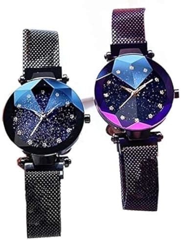 Acnos® Premium Black Round Diamond Dial with Latest Generation Black ...