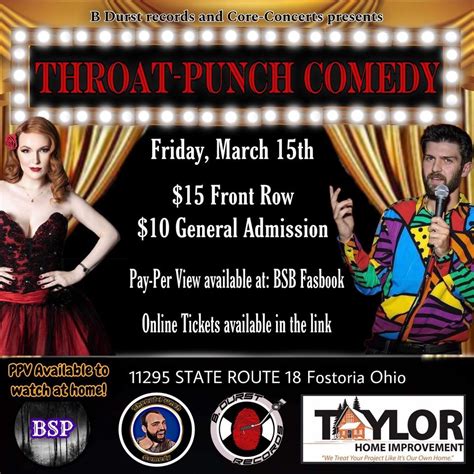 Throat-Punch Comedy, Venue 18 Entertainment Complex, Fostoria, 15 March ...