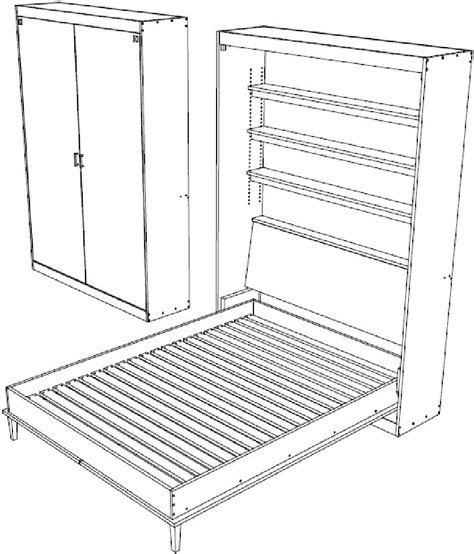 I.E. IE Queen Size Deluxe Murphy Bed Plans DIY Vertical India | Ubuy