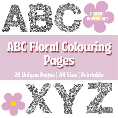 Buy ABC Floral Alphabet Colouring Sheet ABC Letters Floral Designs ...