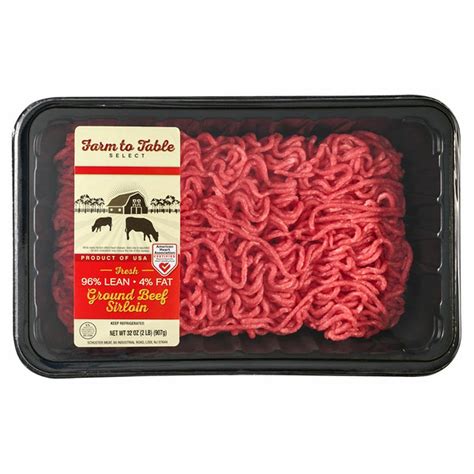 Farm To Table 96% Lean 4% Fat Sirloin Ground Beef (32 oz) Delivery or ...