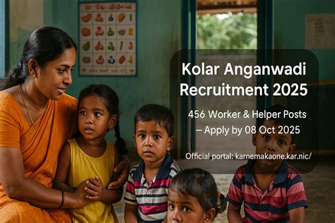 Kolar Anganwadi Recruitment 2025 (456 Posts) – Workers 78, Helpers 378