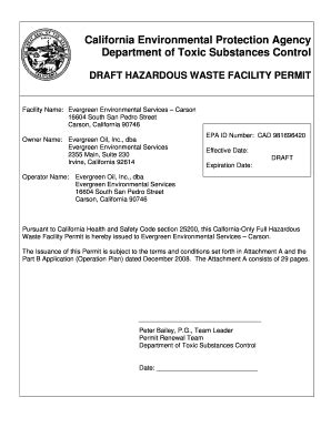 Fillable Online dtsc ca Evergreen Oil Carson Full Non RCRA Permit 0309 ...