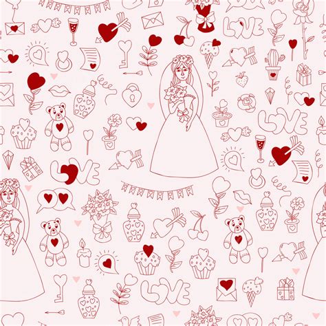 Seamless Wedding Pattern Background, Seamless, Pattern, Outline ...