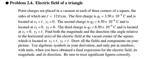 Image result for Electric Field Triangle Problem