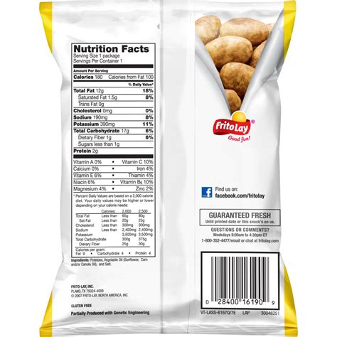 Potato Chips Nutrition Facts Usda at Gordon Beers blog