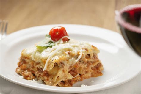 Meat Lasagna And Red Wine #2 Stock Image   Image of beef  