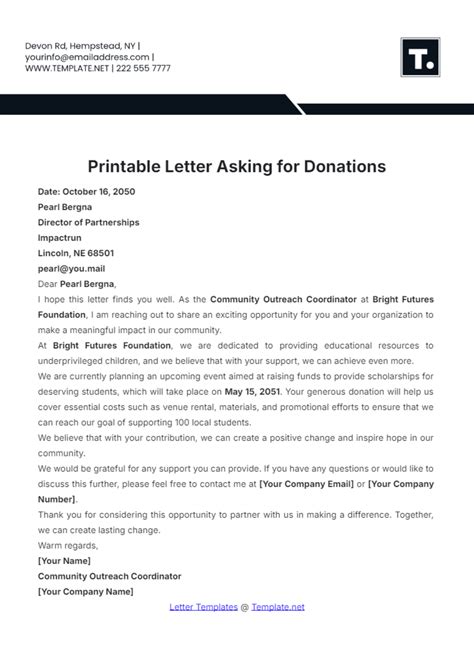 Letter Template For Donations Request - Templates.maexproit.com