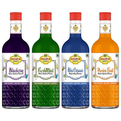 Dhampure Speciality Mocktail Syrup Combo - Blueberry,Fresh Mint,Blue ...