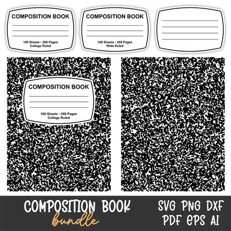 Composition Book Svg, Composition Book Cover, Notebook Template, Composition Book Pattern ...