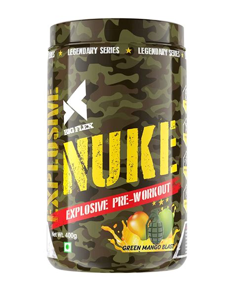 Bigflex Nuke Pre Workout, 400Gm [ Green Mango ] | 300Mg Caffeine ...