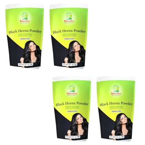 Buy Natural Diva Pack of 4 Natural Henna Black Powder for shining hair ...
