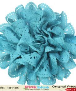 Simple Green Headband with Teal Flower Motif for Baby Girls in India