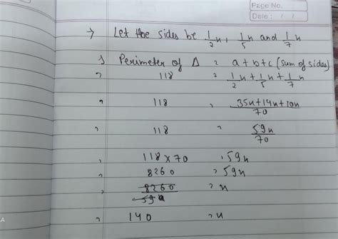 The sides of a triangle are in the ratio 1/2:1/5:1/7 and its perimeter ...