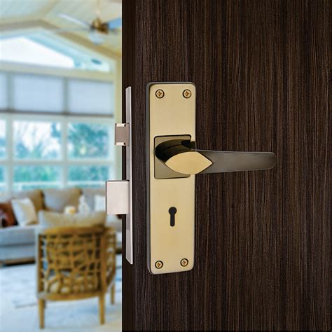 Buy AXION 8 inches Mortice Door Handle Lock Set A111 KY Black Gold ...
