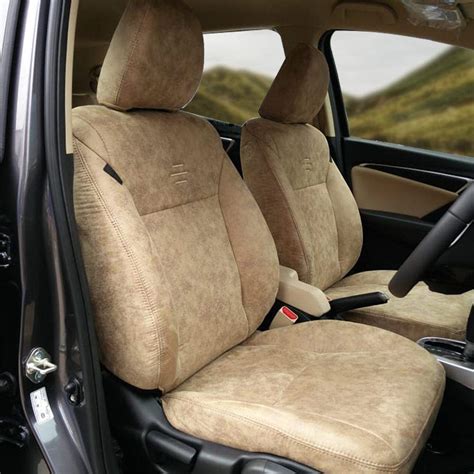 Elegant Nubuck Patina Beige Leather Feel Fabric Car Seat Cover for ...