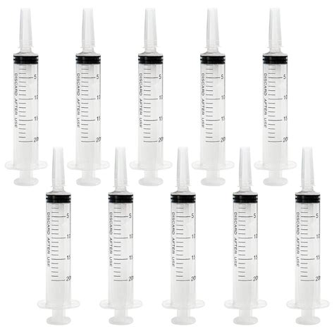 Plastic Syringe 10Pack 20ml for Scientific Labs Dispensing Multiple ...
