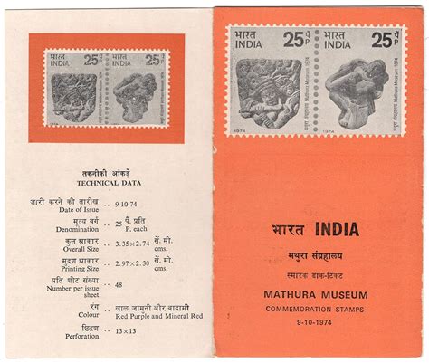 Mahaphilla India 1974 Mathura Museum Blank Folder / Brochure for Stamp ...