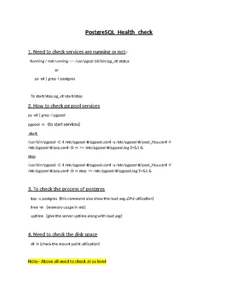 Postgre SQL 2 1 1 - PostgreSQL_Health_check 1. Need to check services ...