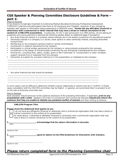 Fillable Online CGS Speaker & Planning Committee Disclosure Guidelines ...