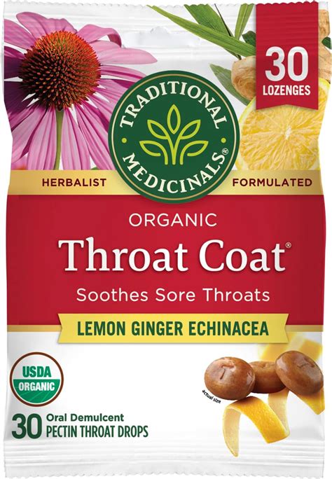 Amazon.com : Traditional Medicinals Lozenges, Organic Throat Coat Lemon ...