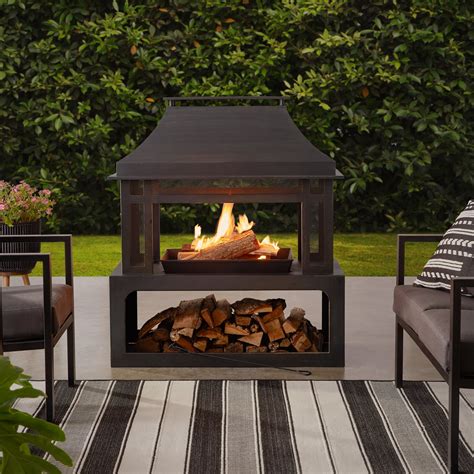 Mainstays 45-Inch Outdoor Steel Fireplace with Chimney - Walmart.com ...